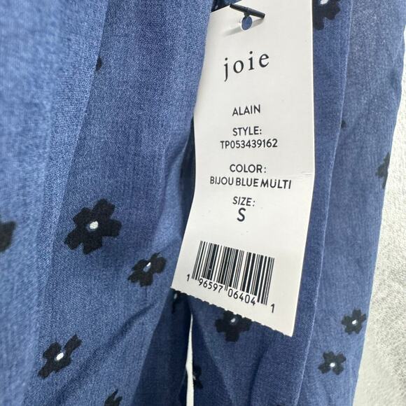 Joie Multi Alain Floral Semi-Sheer Long Sleeve Shirt Blue Size Small NWT - Picture 9 of 12